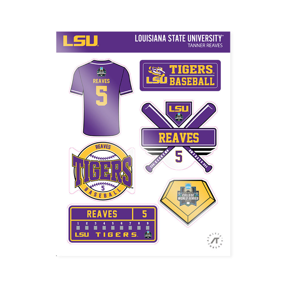 LSU - NCAA Baseball : Tanner Reaves - NCAA® World Series Sticker Sheet-0
