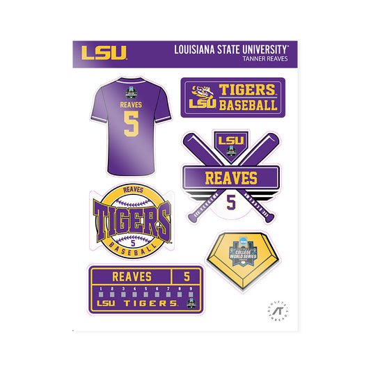 LSU - NCAA Baseball : Tanner Reaves - NCAA® World Series Sticker Sheet-0