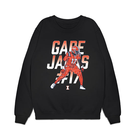 Illinois - NCAA Football : Gabe Jacas - Caricature Premium Crewneck Sweatshirt-0