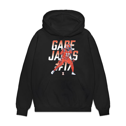 Illinois - NCAA Football : Gabe Jacas - Caricature Premium Hooded Sweatshirt-0