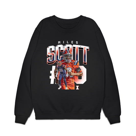 Illinois - NCAA Football : Miles Scott - Caricature Premium Crewneck Sweatshirt-0