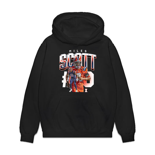 Illinois - NCAA Football : Miles Scott - Caricature Premium Hooded Sweatshirt-0