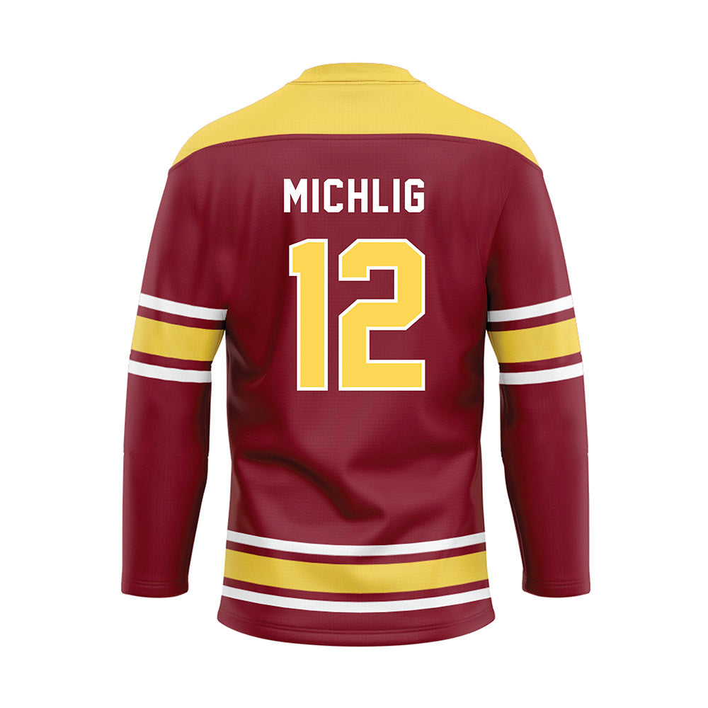NSU - NCAA Football : Landon Michlig - Maroon Hockey Jersey-1