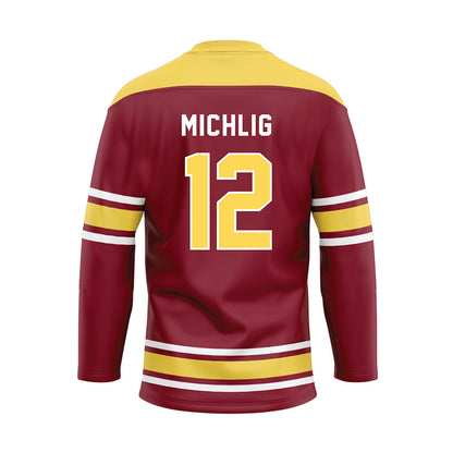 NSU - NCAA Football : Landon Michlig - Maroon Hockey Jersey-1