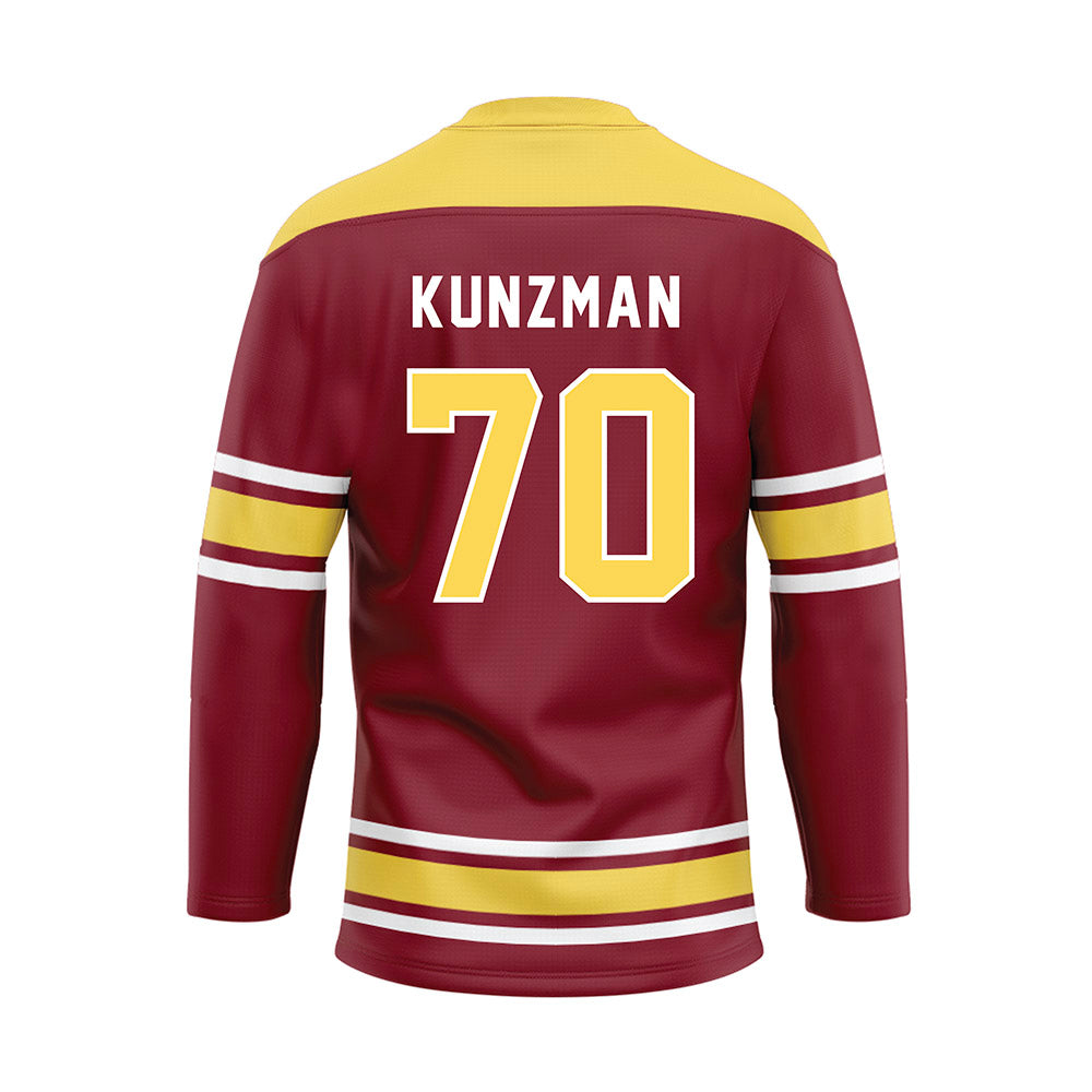 NSU - NCAA Football : Jeffrey Kunzman - Maroon Hockey Jersey-1