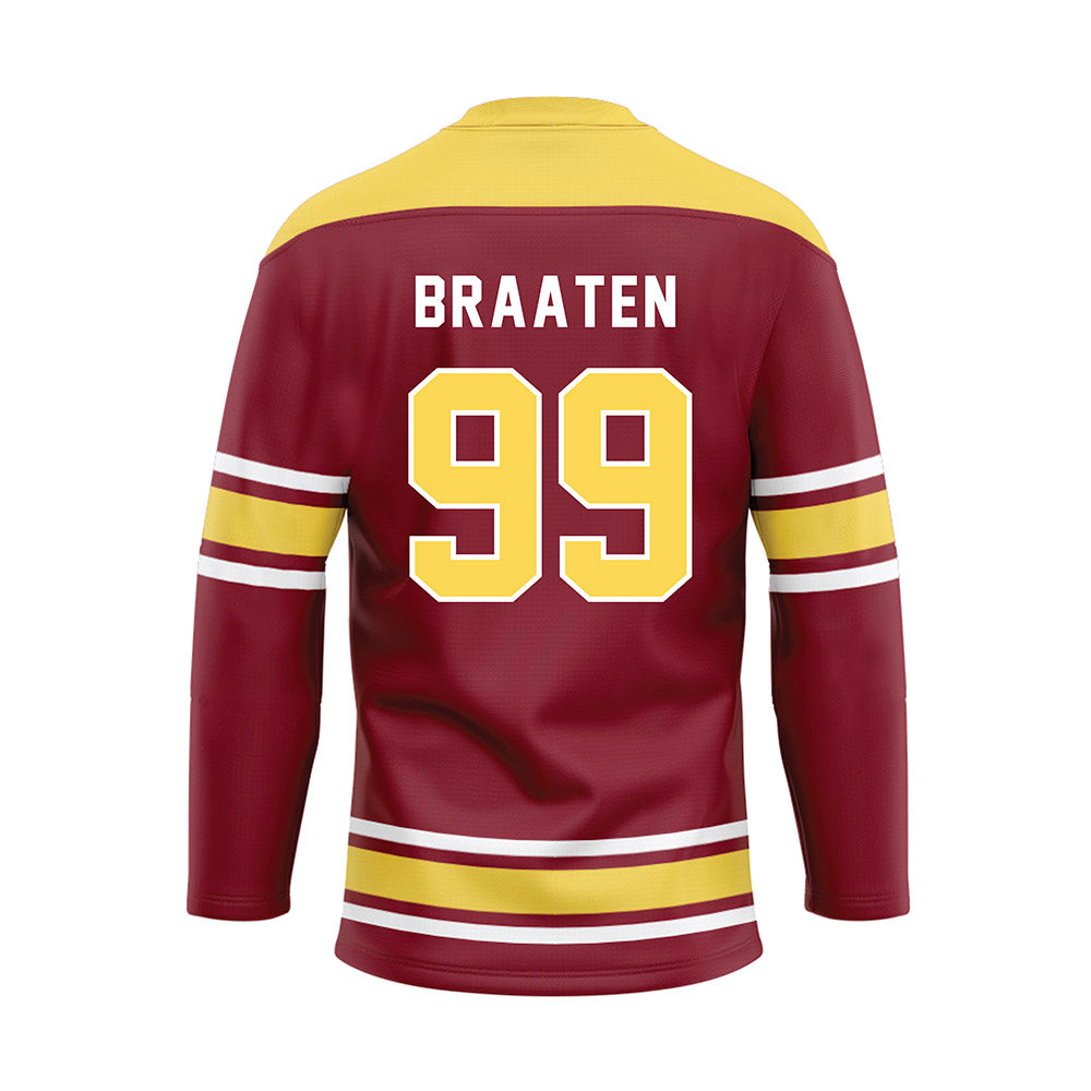 NSU - NCAA Softball : Emily Braaten - Maroon Hockey Jersey-1