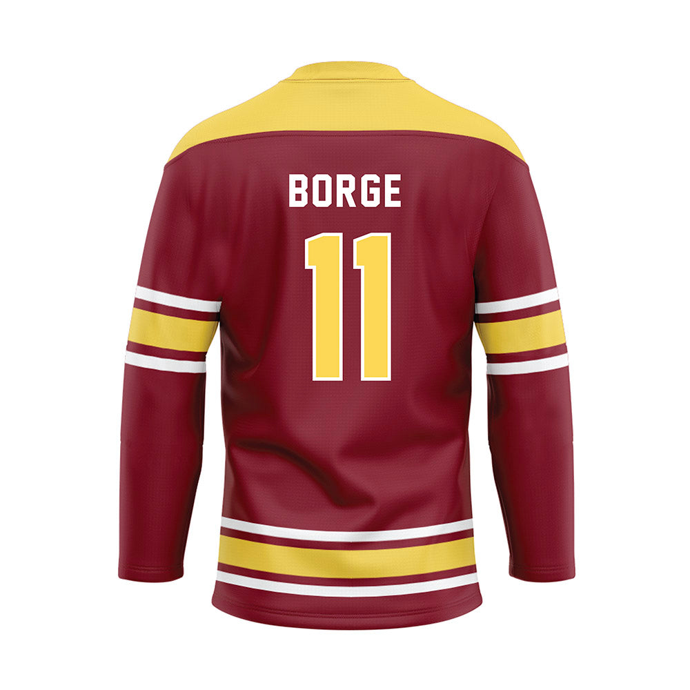 NSU - NCAA Football : Karson Borge - Maroon Hockey Jersey-1