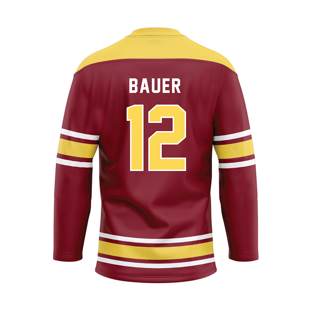 NSU - NCAA Football : Israel Bauer - Maroon Hockey Jersey-1