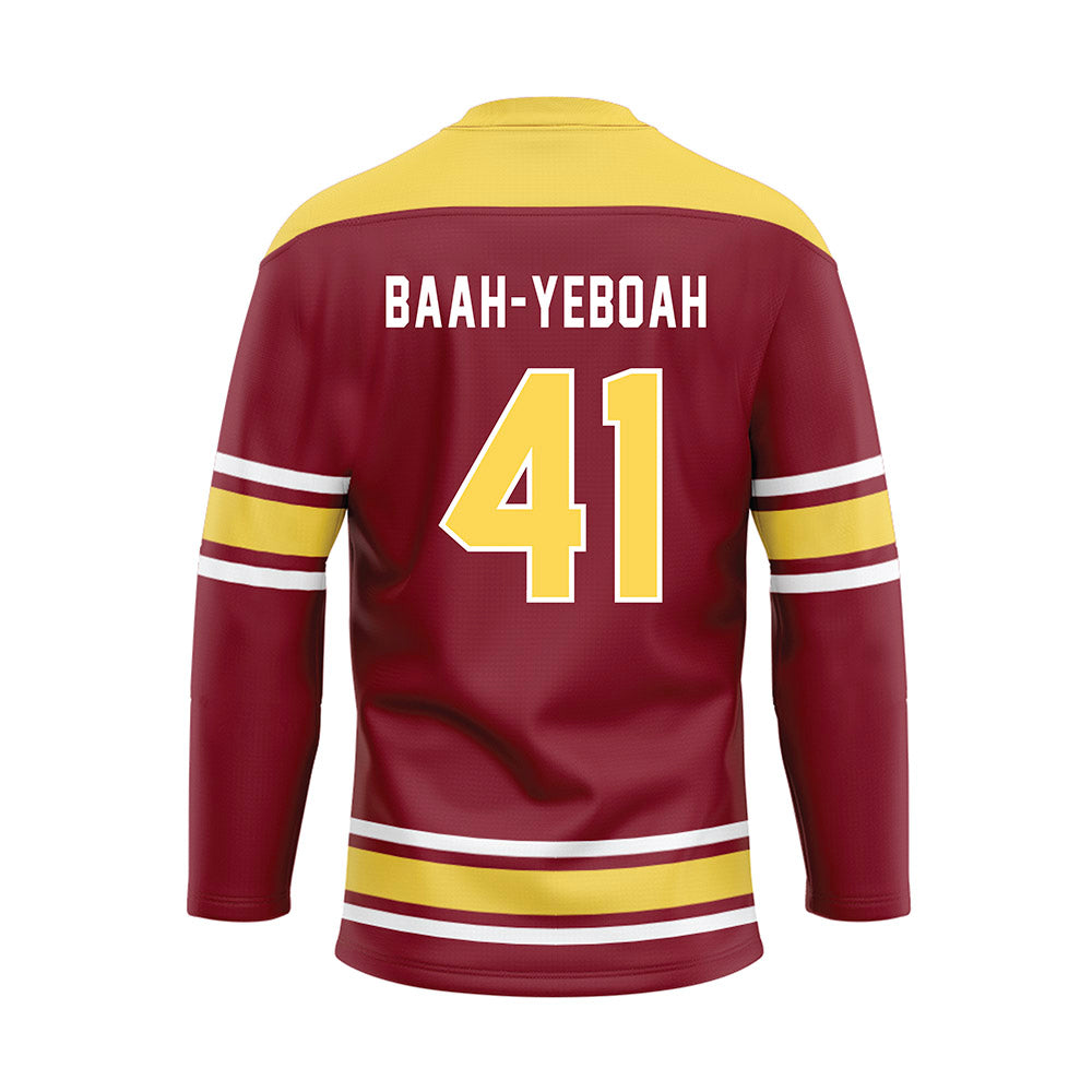 NSU - NCAA Men's Basketball : Marley Baah-Yeboah - Maroon Hockey Jersey-1