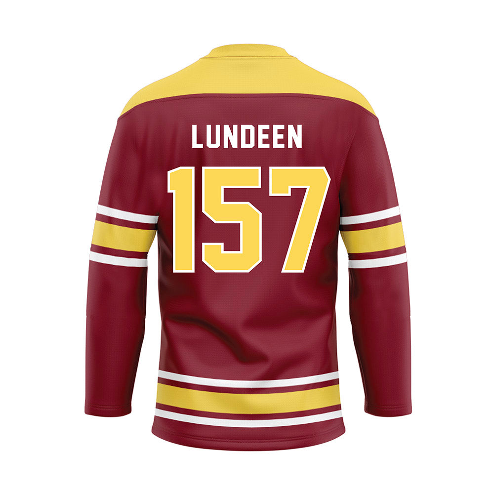 NSU - NCAA Wrestling : Griffin Lundeen - Maroon Hockey Jersey-1