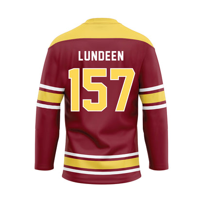 NSU - NCAA Wrestling : Griffin Lundeen - Maroon Hockey Jersey-1