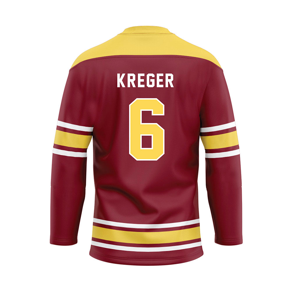 NSU - NCAA Football : Connor Kreger - Maroon Hockey Jersey-1