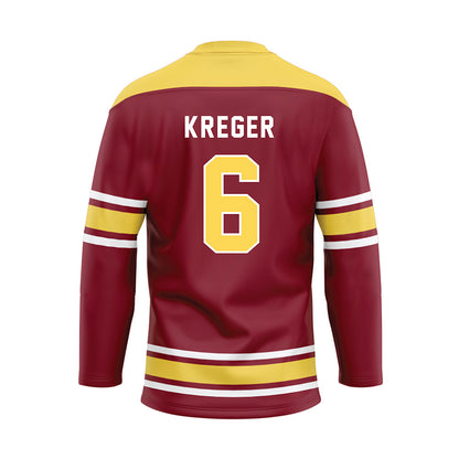 NSU - NCAA Football : Connor Kreger - Maroon Hockey Jersey-1