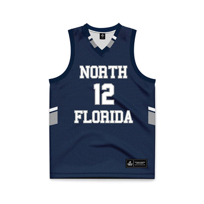 UNF - NCAA Men's Basketball : Arden Begaj - Blue Basketball Jersey-0