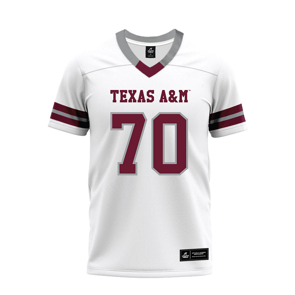 Texas A&M - NCAA Football : Robert Bourdon - White Premium Football Jersey-0
