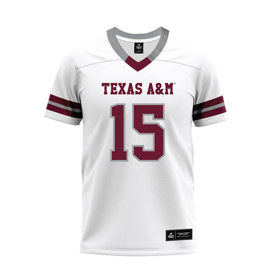 Texas A&M - NCAA Football : Caleb Tafua - White Premium Football Jersey-0