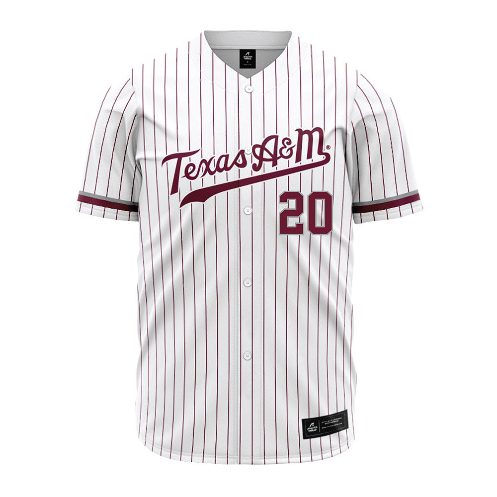 Texas A&M - NCAA Baseball : Aiden Sims - White Jersey-0