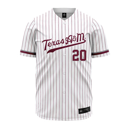 Texas A&M - NCAA Baseball : Aiden Sims - White Jersey-0