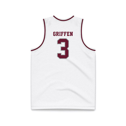 Texas A&M - NCAA Men's Basketball : Rylan Griffen - White Basketball Jersey-1