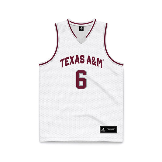 Texas A&M - NCAA Men's Basketball : Preston Clark - White Basketball Jersey-0