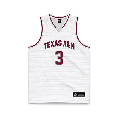 Texas A&M - NCAA Men's Basketball : Rylan Griffen - White Basketball Jersey-0
