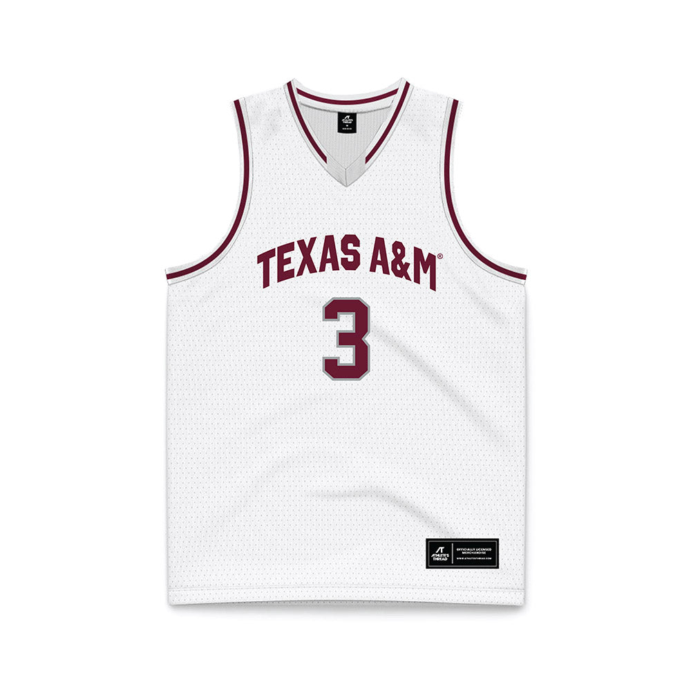 Texas A&M - NCAA Men's Basketball : Neiko Mundey - White Basketball Jersey-0