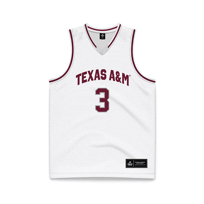 Texas A&M - NCAA Men's Basketball : Neiko Mundey - White Basketball Jersey-0
