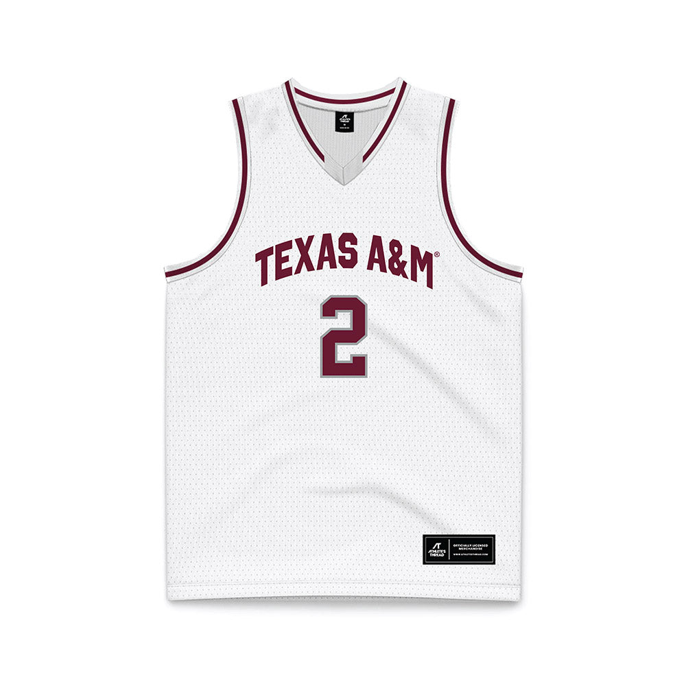 Texas A&M - NCAA Men's Basketball : Jalen Reece - White Basketball Jersey-0
