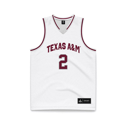 Texas A&M - NCAA Men's Basketball : Jalen Reece - White Basketball Jersey-0