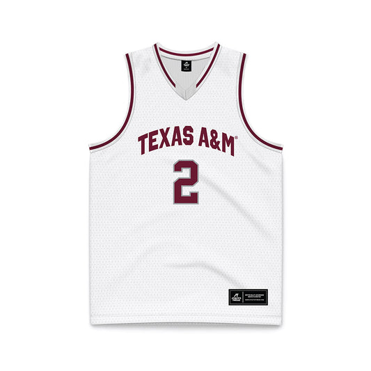 Texas A&M - NCAA Men's Basketball : Jalen Reece - White Basketball Jersey-0