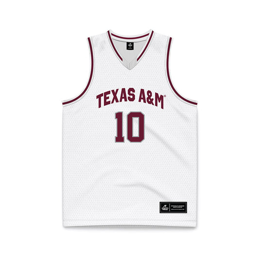 Texas A&M - NCAA Men's Basketball : Jeremiah Green - White Basketball Jersey-0