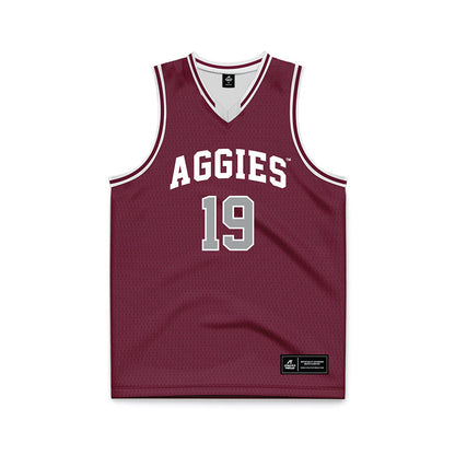Texas A&M - NCAA Men's Basketball : Eemil Martinez - Maroon Basketball Jersey-0
