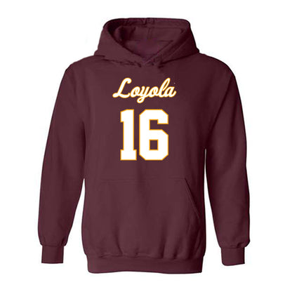 Loyola - NCAA Men's Volleyball : Alexander Smits Van Oyen - Replica Shersey Hooded Sweatshirt-0