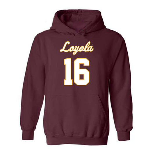 Loyola - NCAA Men's Volleyball : Alexander Smits Van Oyen - Replica Shersey Hooded Sweatshirt-0