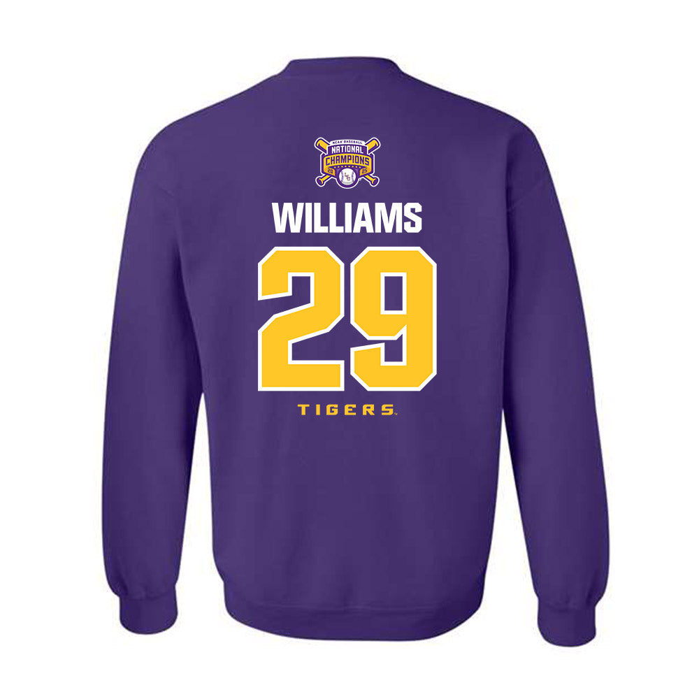 LSU - NCAA Baseball : Cooper Williams - National Championship Shersey Crewneck Sweatshirt-1