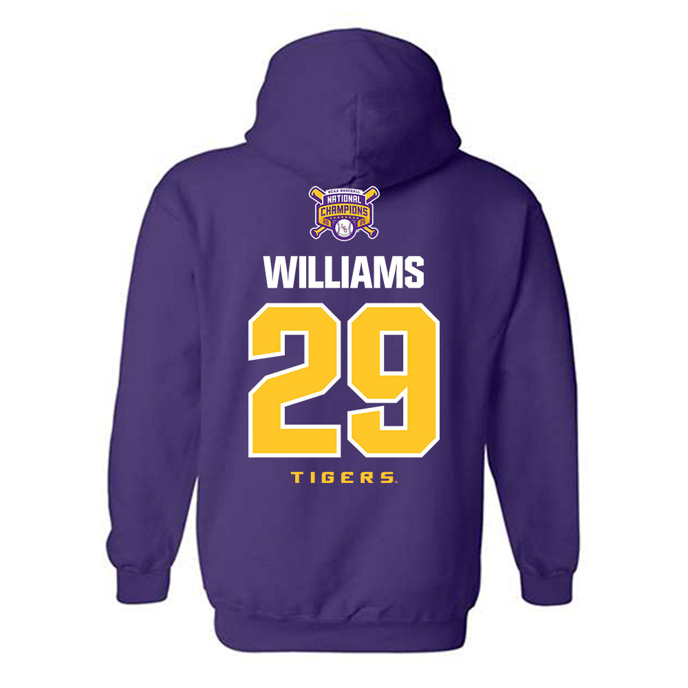 LSU - NCAA Baseball : Cooper Williams - National Championship Shersey Hooded Sweatshirt-1