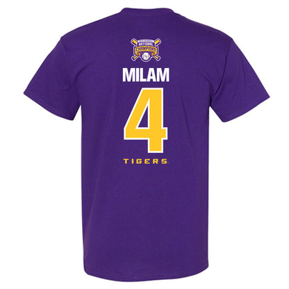 LSU - NCAA Baseball : Steven Milam - National Championship Shersey T-Shirt-1