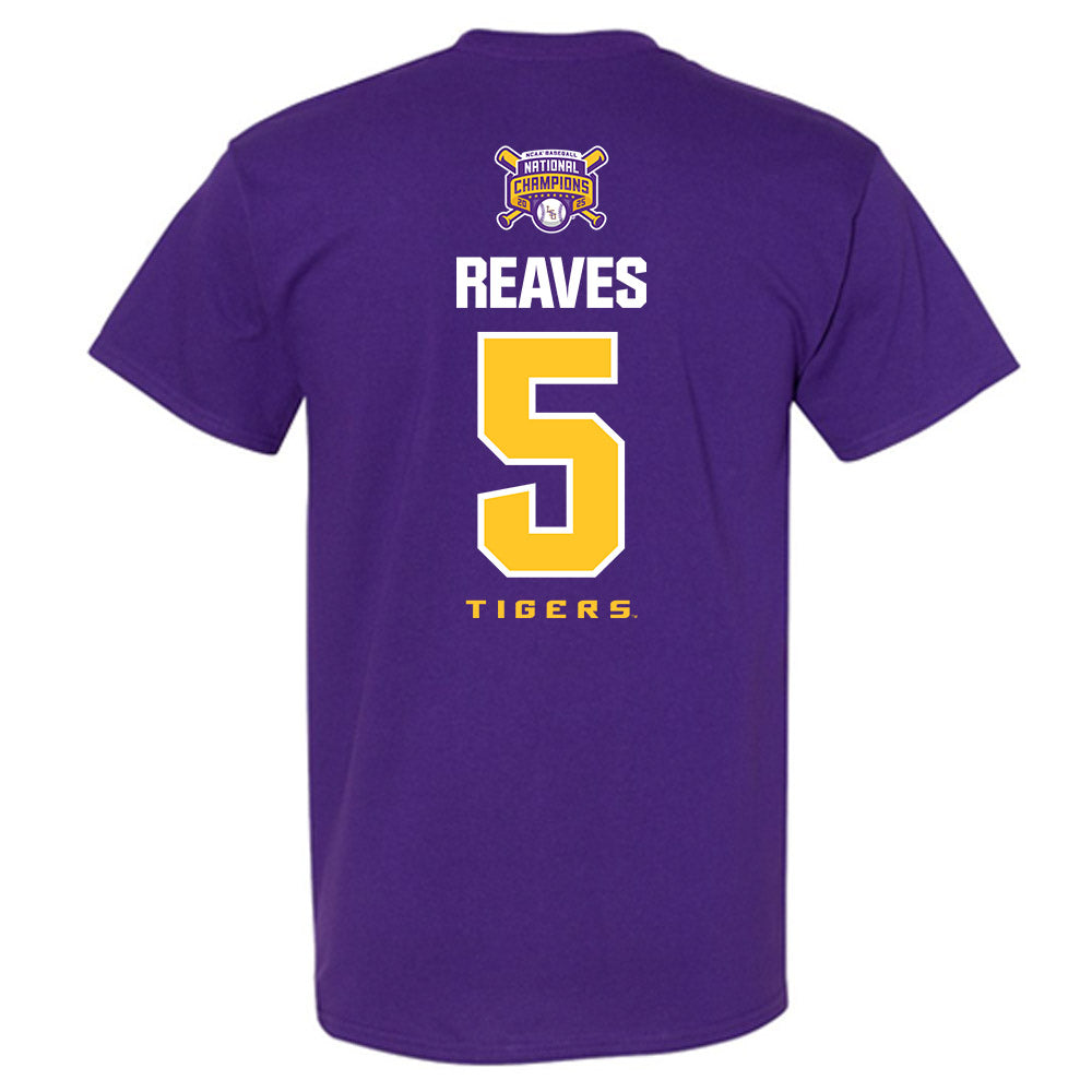 LSU - NCAA Baseball : Tanner Reaves - National Championship Shersey T-Shirt-1