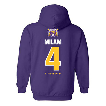 LSU - NCAA Baseball : Steven Milam - National Championship Shersey Hooded Sweatshirt-1