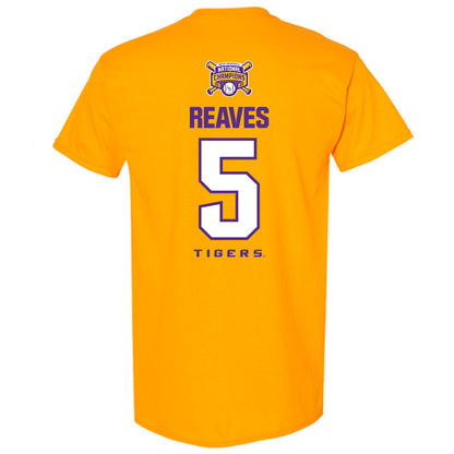 LSU - NCAA Baseball : Tanner Reaves - National Championship Shersey T-Shirt-1