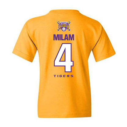 LSU - NCAA Baseball : Steven Milam - National Championship Shersey Youth T-Shirt-1