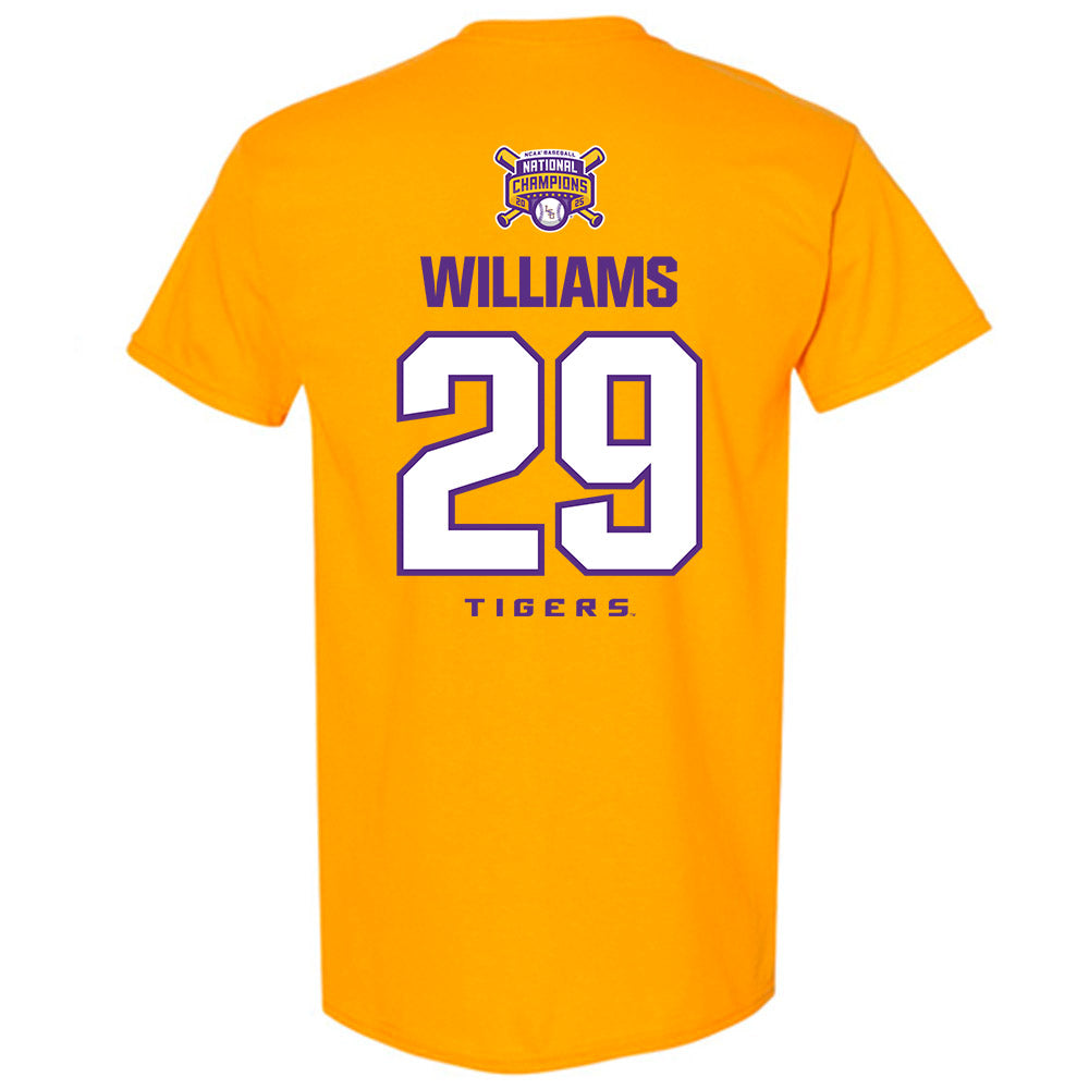 LSU - NCAA Baseball : Cooper Williams - National Championship Shersey T-Shirt-1