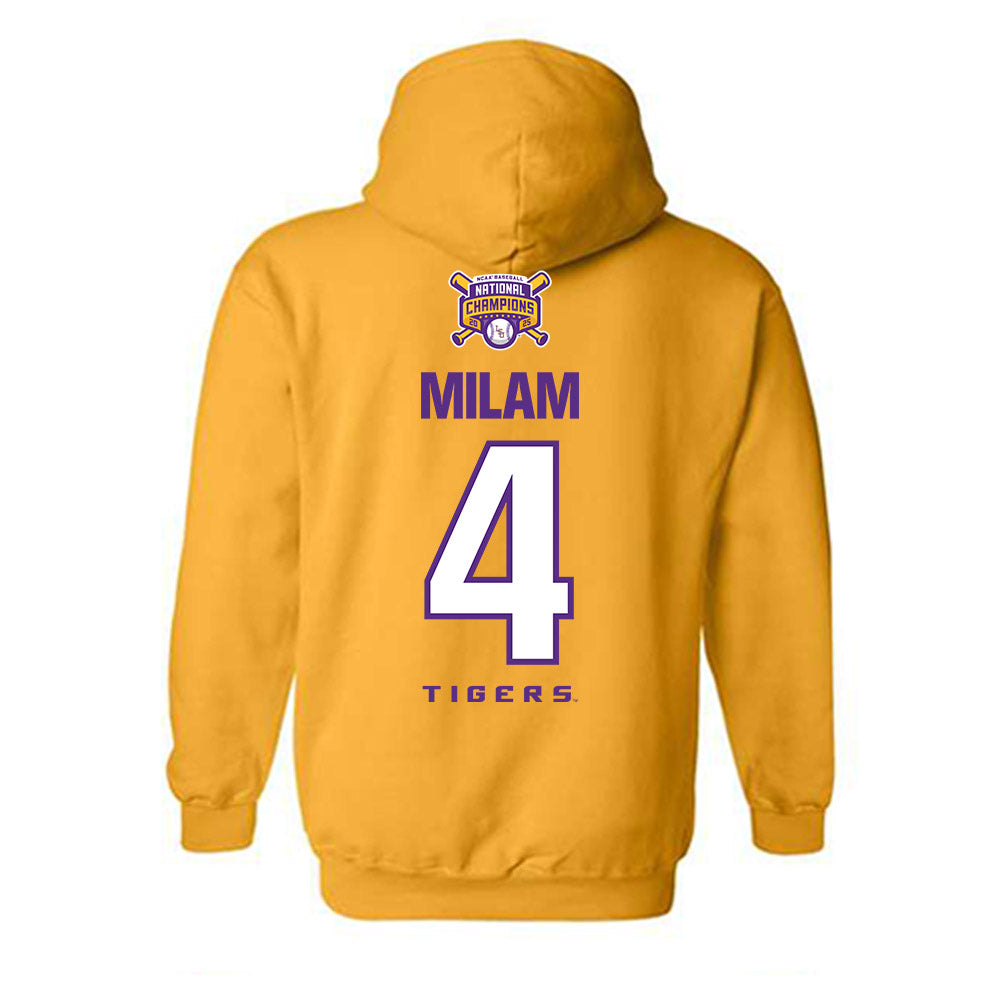 LSU - NCAA Baseball : Steven Milam - National Championship Shersey Hooded Sweatshirt-1