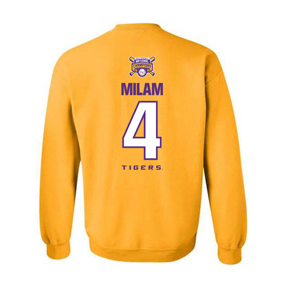 LSU - NCAA Baseball : Steven Milam - National Championship Shersey Crewneck Sweatshirt-1
