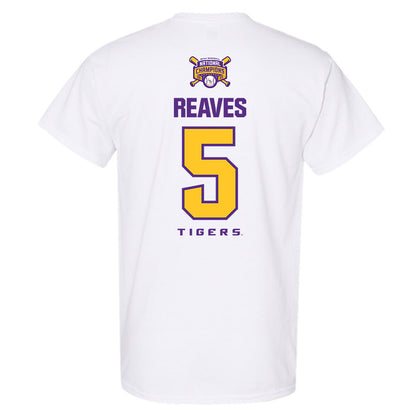 LSU - NCAA Baseball : Tanner Reaves - National Championship Shersey T-Shirt-1