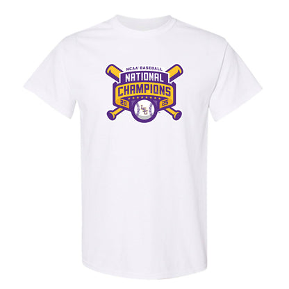 LSU - NCAA Baseball : Steven Milam - National Championship Shersey T-Shirt-0
