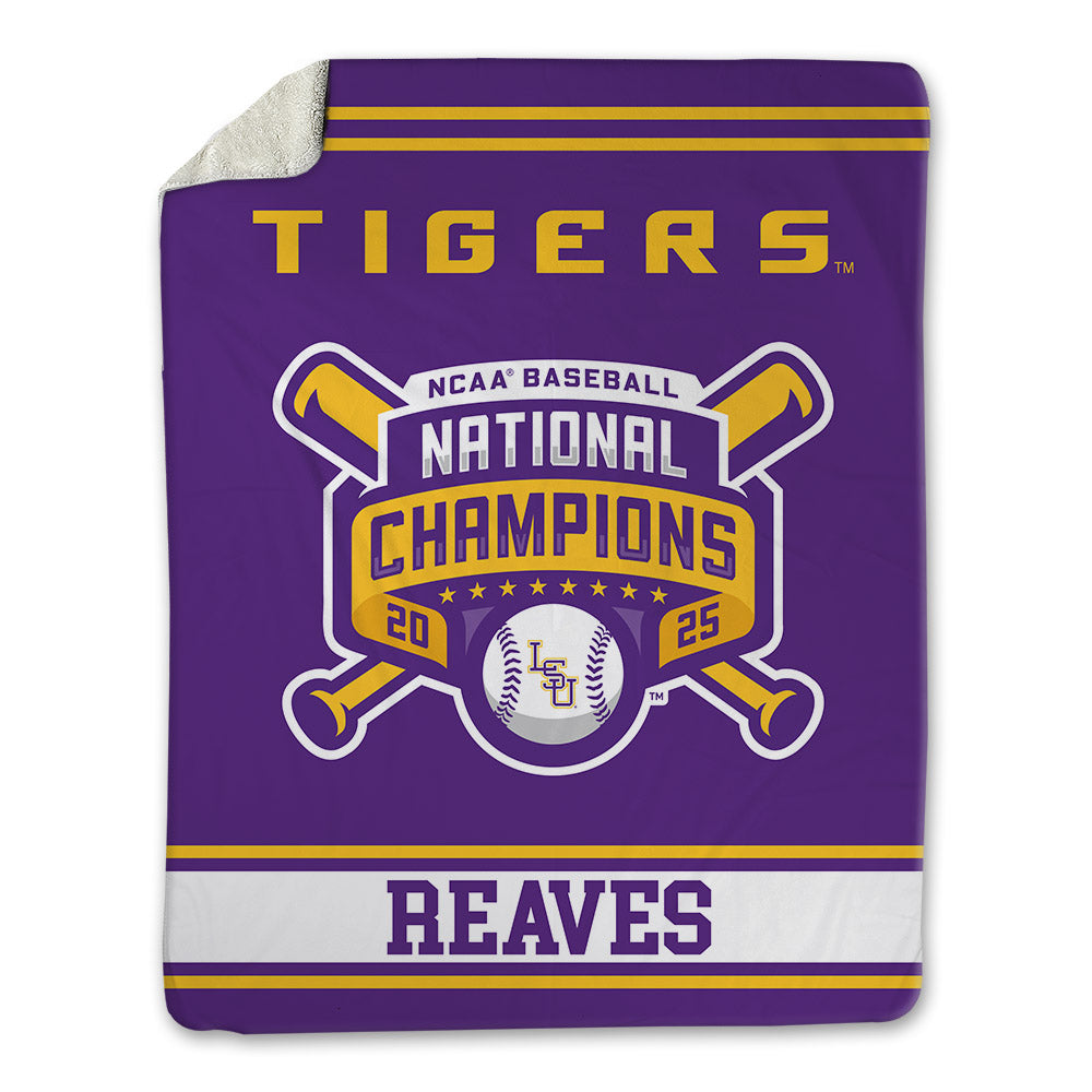 LSU - NCAA Baseball : Tanner Reaves - National Championship Blanket-0