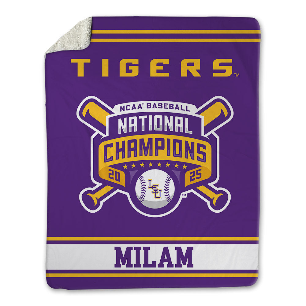 LSU - NCAA Baseball : Steven Milam - National Championship Blanket-0