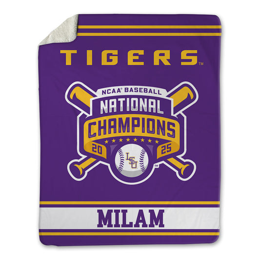 LSU - NCAA Baseball : Steven Milam - National Championship Blanket-0