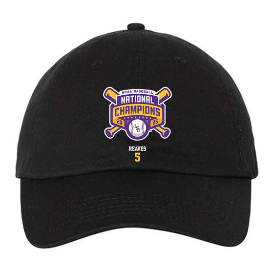 LSU - NCAA Baseball : Tanner Reaves - National Championship Dad Hat-0